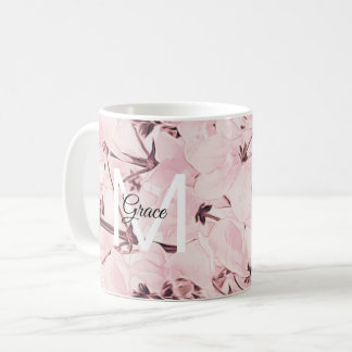 Monogram Rose Flower Coffee Mug