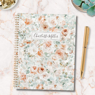 Monogram Rose Flowers Eucalyptus Leaves Floral Planner