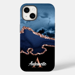 Monogram Rose Gold Agate  Case-Mate iPhone 14 Case