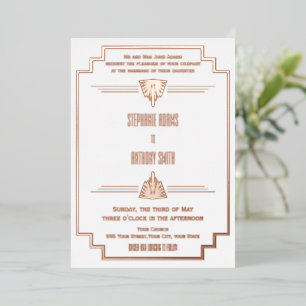 Monogram Rose Gold and White Art Deco Wedding Foil