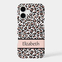 Monogram Rose Gold Black Leopard Print