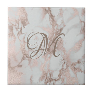 Monogram Rose Gold Ceramic Tile
