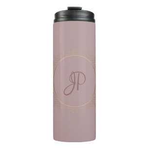 Monogram Rose Gold Elegant Custom Template Thermal Tumbler