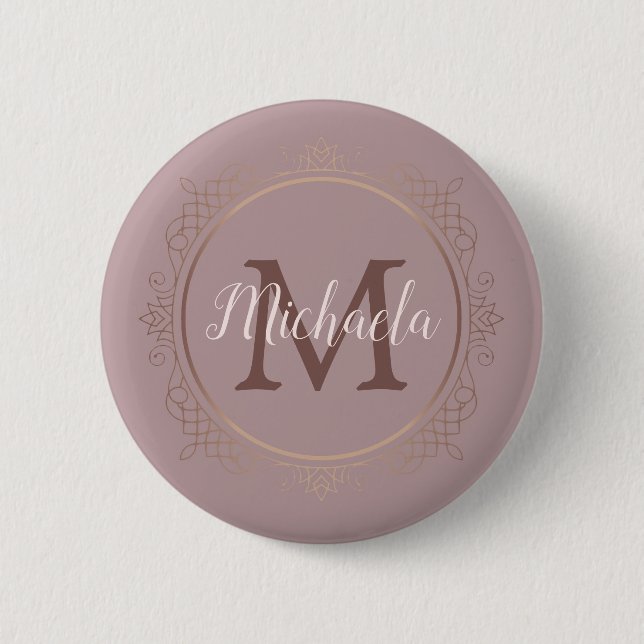 Monogram Rose Gold Elegant Modern Template 6 Cm Round Badge (Front)
