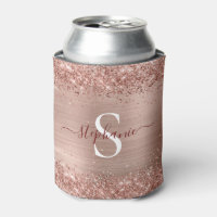 Monogram Rose Gold Faux-Glitter Girly Glam