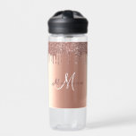 Monogram Rose Gold Glitter Drips Girly Sparkle Fla Water Bottle<br><div class="desc">This design may be personalised in the area provided by changing the photo and/or text. Or it can be customised by clicking Personalise this Template and then choosing the click to customise further option and delete or change the colour of the background, add text, change the text colour or style,...</div>