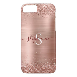 Monogram Rose Gold Glitter Girly Glam Case-Mate iPhone Case
