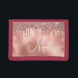 Monogram Rose Gold Glitter Personalised Trifold Wallet<br><div class="desc">This design may be personalised in the area provided by changing the photo and/or text. Or it can be customised by choosing the click to customise further option and delete or change the colour of the background, add text, change the text colour or style, or delete the text for an...</div>