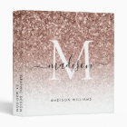 Monogram Rose Gold Glitter Script Office School