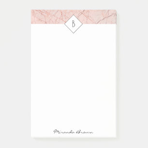 Monogram Rose Gold Marble Notes