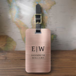 Monogram Rose Gold Pink Brushed Metallic Elegant Luggage Tag<br><div class="desc">Introducing our Monogram Brushed Metallic Elegant Luggage Tag: Elevate your travel experience with this sophisticated accessory. Crafted from brushed metallic material, this luggage tag exudes elegance and style. The monogram design adds a personalised touch, making it easy to identify your luggage while adding a touch of sophistication to your belongings....</div>