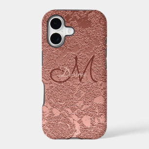 Monogram Rose Gold Pink Metallic Trendy Floral