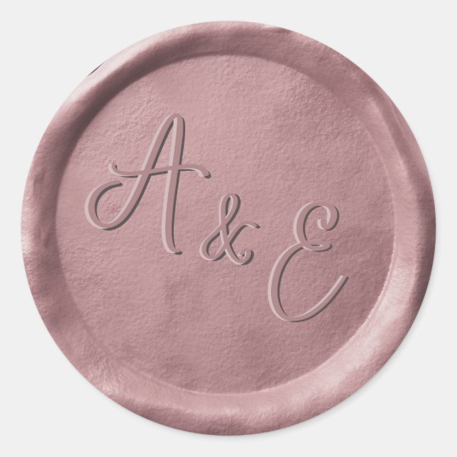 Monogram Rose Gold Wedding Wax Seal Stickers (Front)