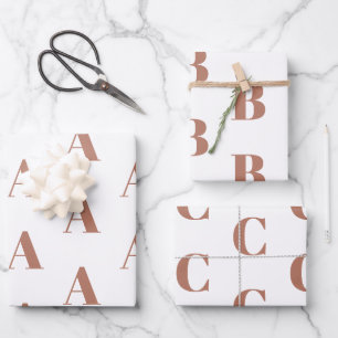 Monogram rose gold white custom Initial pattern Wrapping Paper Sheet