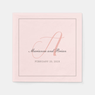 Monogram Rose Pink, Blush, and Dove Grey Napkin