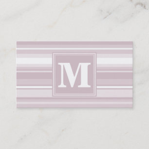 Monogram rose quartz stripes business card