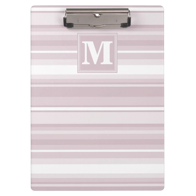 Monogram rose quartz stripes clipboard (Front)