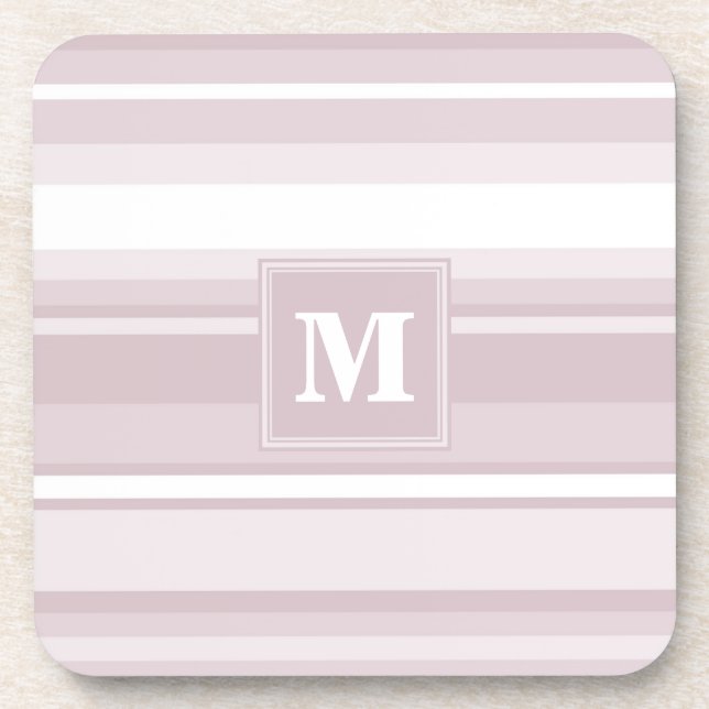 Monogram rose quartz stripes coaster (Front)