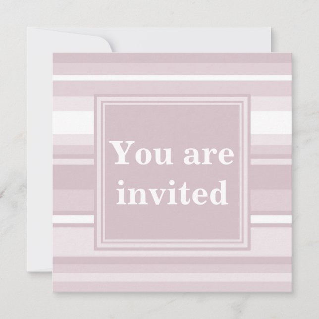 Monogram rose quartz stripes invitation (Front)