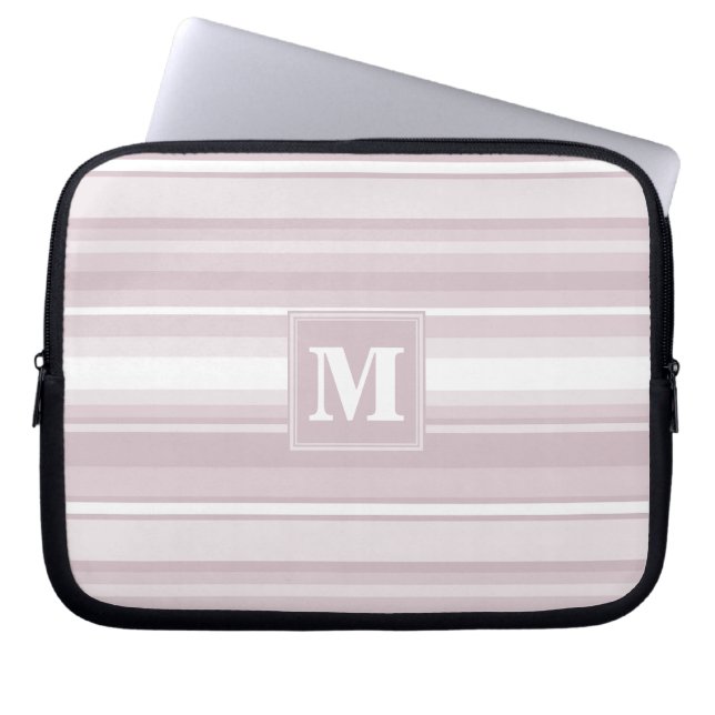 Monogram rose quartz stripes laptop sleeve (Front)