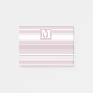 Monogram rose quartz stripes post-it notes