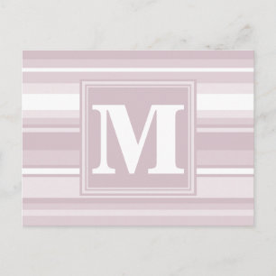 Monogram rose quartz stripes postcard
