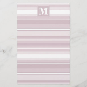 Monogram rose quartz stripes stationery