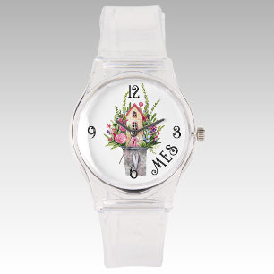 Monogram, Roses Fairytale Cottage Clear Silicone Watch