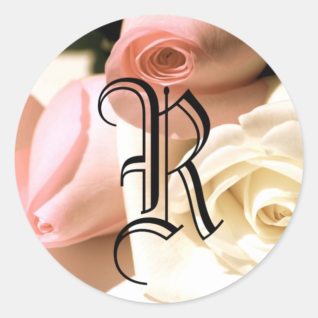 Monogram Roses Sticker Customisable (Front)