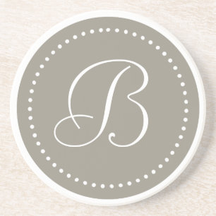 Monogram Round Aluminium/White Dot Border Coaster