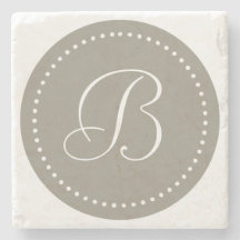 Monogram Round Aluminium/White Dot Border