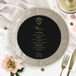 Monogram Round Wedding Menu Cards Black And Gold<br><div class="desc">A simple chic calligraphy wedding menu card. I do offer a free customisation service,  if you have any questions or special requests,  please feel free to contact me.</div>
