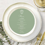 Monogram Round Wedding Menu Cards Sage Green<br><div class="desc">A simple chic calligraphy wedding menu card. I do offer a free customisation service,  if you have any questions or special requests,  please feel free to contact me.</div>