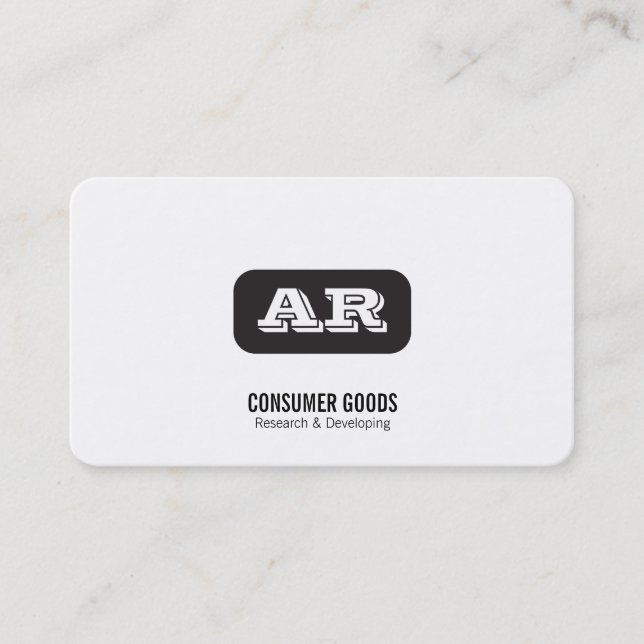 Monogram Rounded Background (black) Business Card (Front)