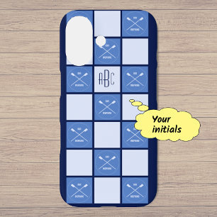 Monogram rowers crossed oars blue iPhone 16 case