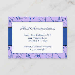 Monogram Royal Blue Lilac Floral Swirl Wedding Enclosure Card