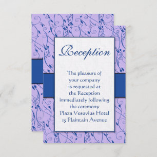 Monogram Royal Blue Lilac Swirl Wedding Invitation