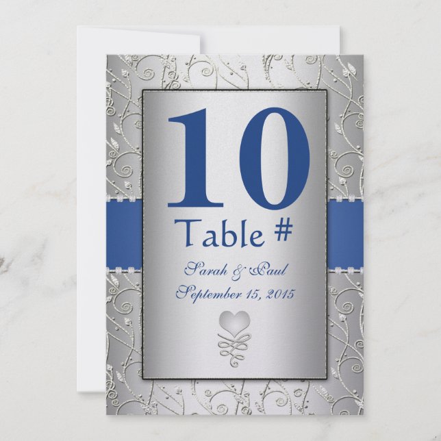 Monogram Royal Blue Silver Swirl Wedding Invitation (Front)