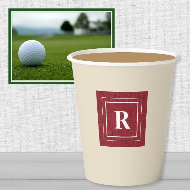 Monogram, Ruby Red Denim Print 8oz Paper Cups (Creator Uploaded)