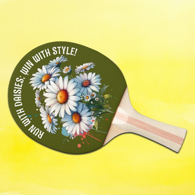 Monogram Run with daisies: win with style Green | Ping Pong Paddle (Creator Uploaded)