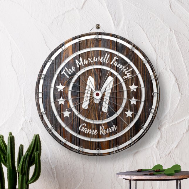 Monogram Rustic Barn Wood Dartboard (Creator Uploaded)