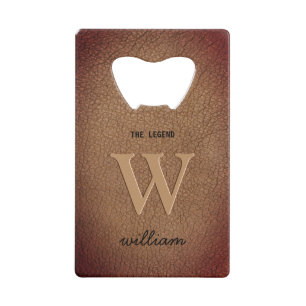 Monogram rustic brown leather stylish script name