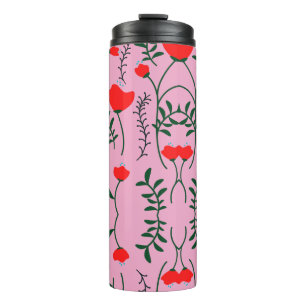 Monogram Rustic Chic Floral Pink Thermal Tumbler