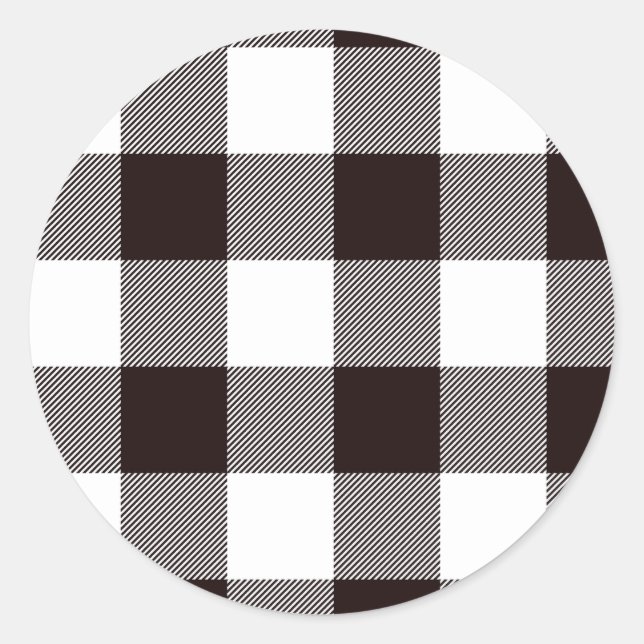 Monogram  Rustic Chic Plaid  Round  Classic Round Sticker (Front)