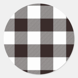 Monogram Rustic Chic Plaid Round Classic Round Sticker