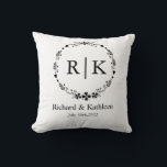 Monogram Rustic Foliage Wreath Wedding  Couples Cushion<br><div class="desc">Rustic floral wreath fall winter wedding party  gifts for only you</div>