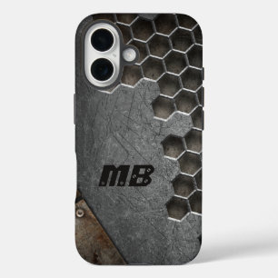Monogram Rustic Grunge Masculine Personalised iPhone 16 Case