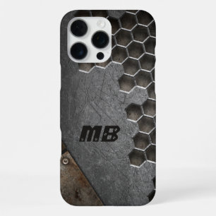 Monogram Rustic Grunge Masculine Personalised iPhone 16 Pro Max Case