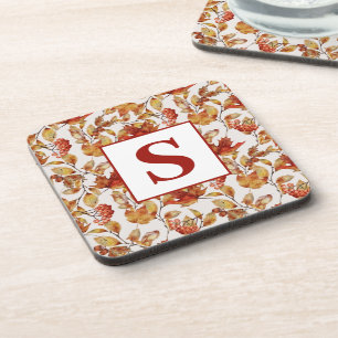 Monogram Rustic Leaf Autumn Coaster