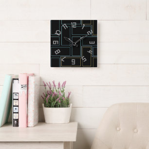 Monogram Rustic Numbers  Square Wall Clock
